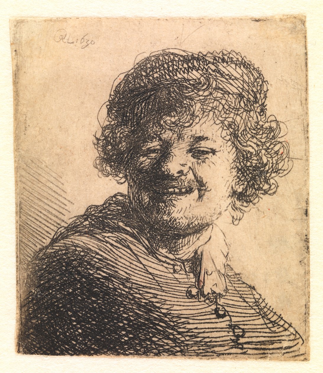 Rembrandt w czapce, śmiech: biust autorstwa Rembrandt van Rijn