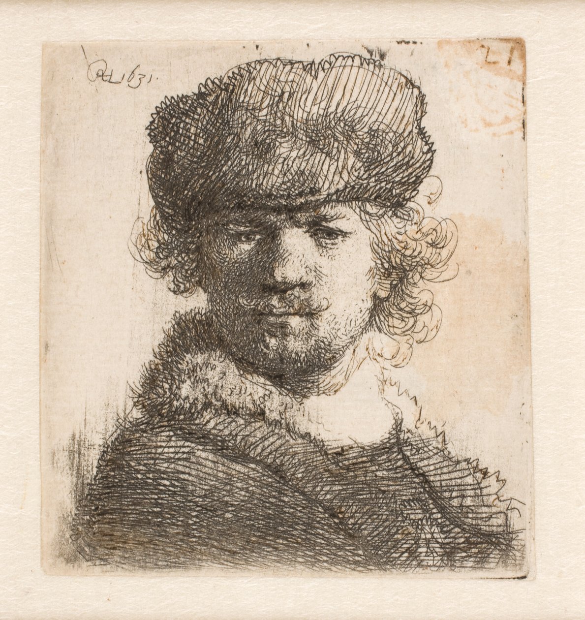 Rembrandt w grubej futrzanej czapce: widok z przodu: popiersie autorstwa Rembrandt van Rijn