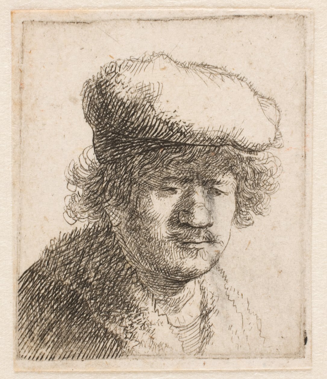 Rembrandt z czapką nasuniętą na czoło: popiersie autorstwa Rembrandt van Rijn