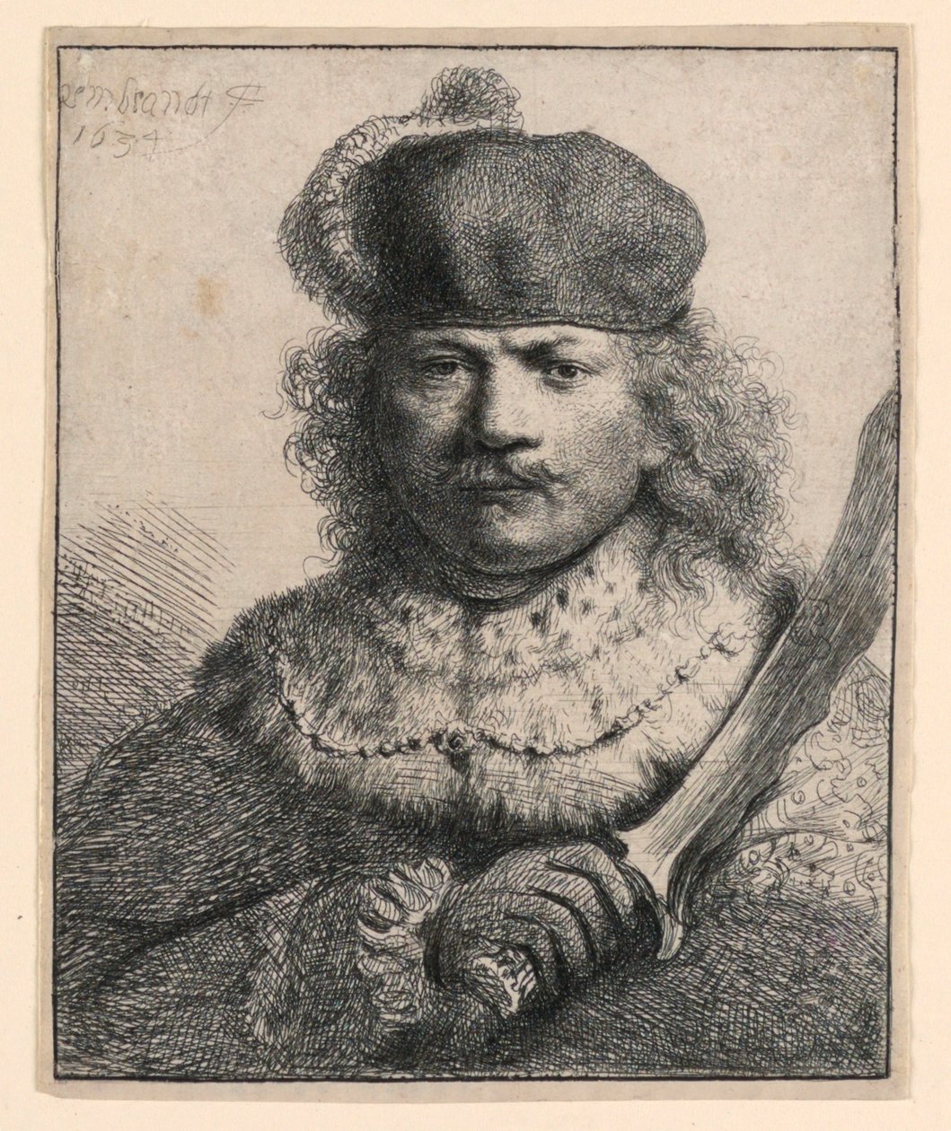 Rembrandt z podniesioną szablą autorstwa Rembrandt van Rijn