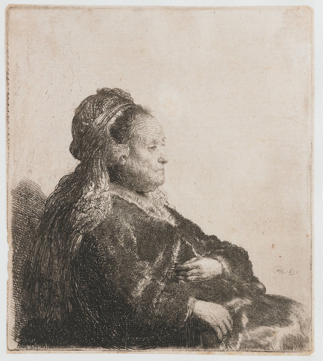 Siedząca matka Rembrandta Siedząca matka artysty, w orientalnym nakryciu głowy: do połowy długości autorstwa Rembrandt van Rijn
