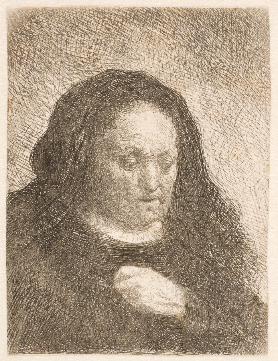 Matka Rembrandta z dłonią na piersi: małe popiersie autorstwa Rembrandt van Rijn