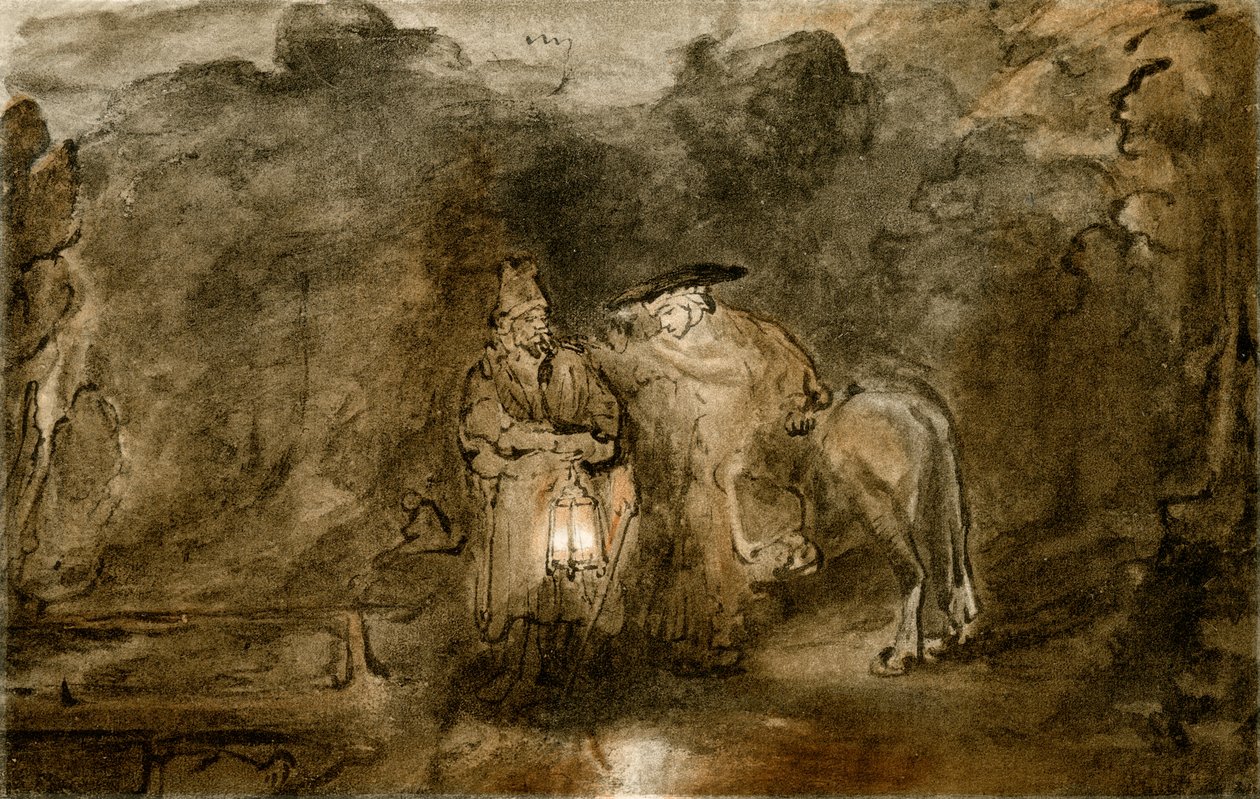 Odpocznij w locie do Egiptu autorstwa Rembrandt van Rijn