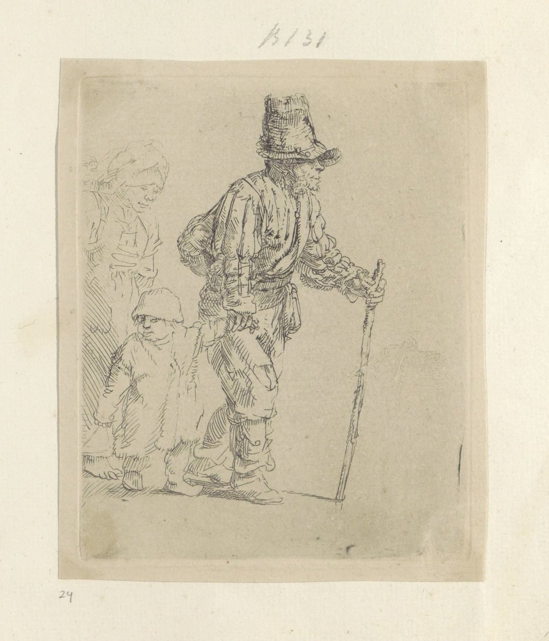 Rondtrekkende boerenfamilie Kolekcja osiemdziesięciu pięciu oryginalnych grafik (tytuł serii) autorstwa Rembrandt van Rijn