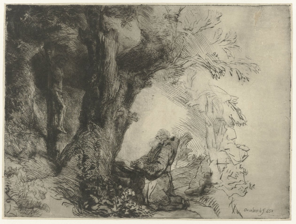 Święty Franciszek pod drzewem, modląc się Św. Franciszek pod modlącym się drzewem autorstwa Rembrandt van Rijn