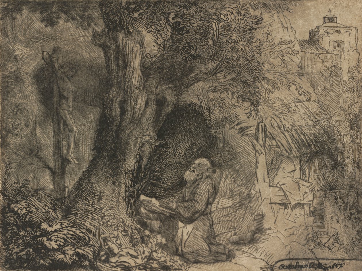 Święty Franciszek pod drzewem modlący się, 1657. autorstwa Rembrandt van Rijn