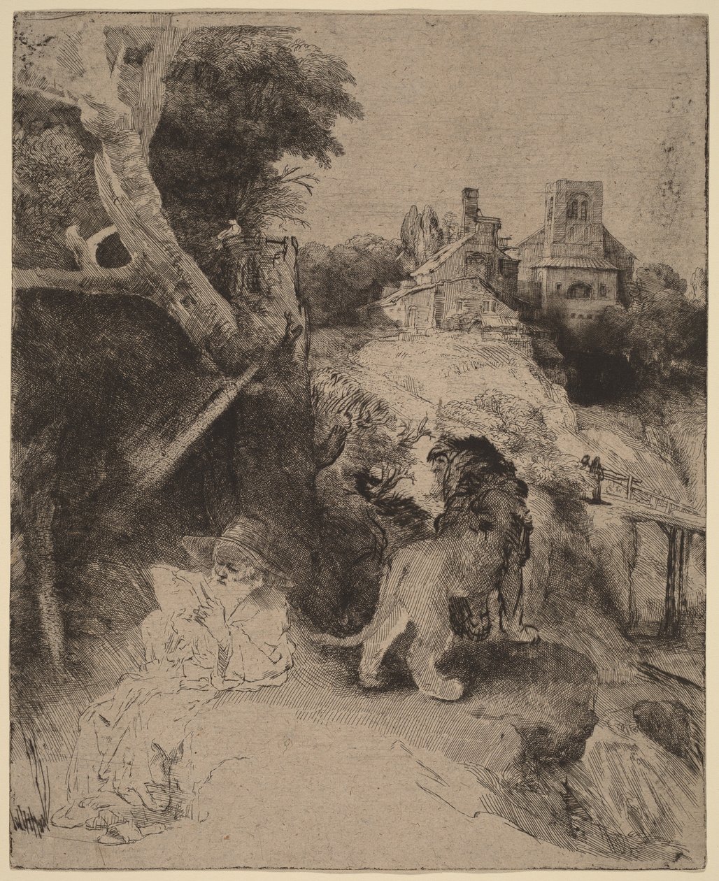 Święty Hieronim czytający w włoskim krajobrazie autorstwa Rembrandt van Rijn