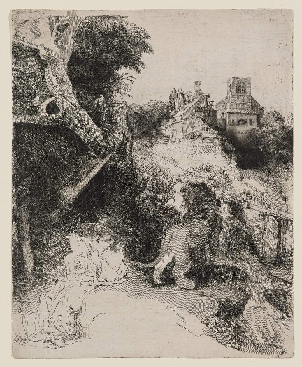 Święty Hieronim czytający w włoskim krajobrazie autorstwa Rembrandt van Rijn