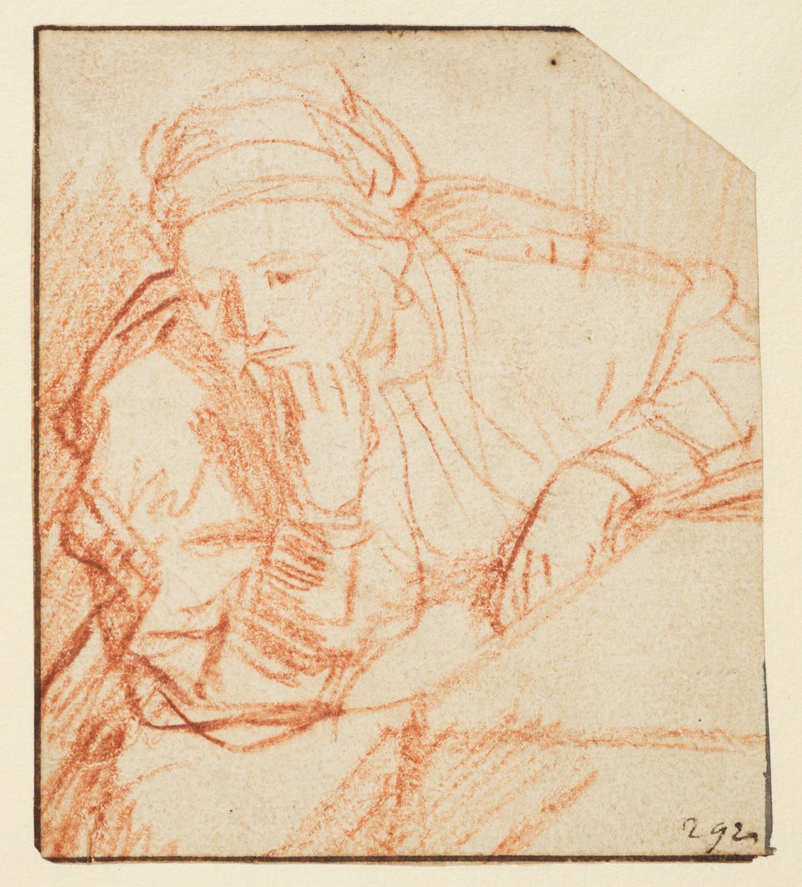 Saskia siedząca przy stole, autorstwa Rembrandt van Rijn