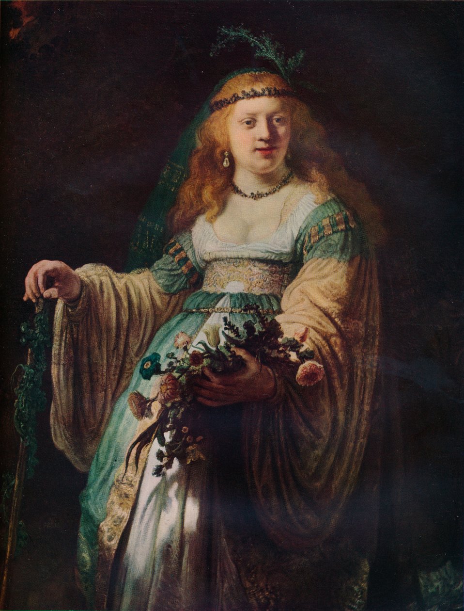 Saskia van Uylenburgh w stroju arkadyjskim, 1635 autorstwa Rembrandt van Rijn