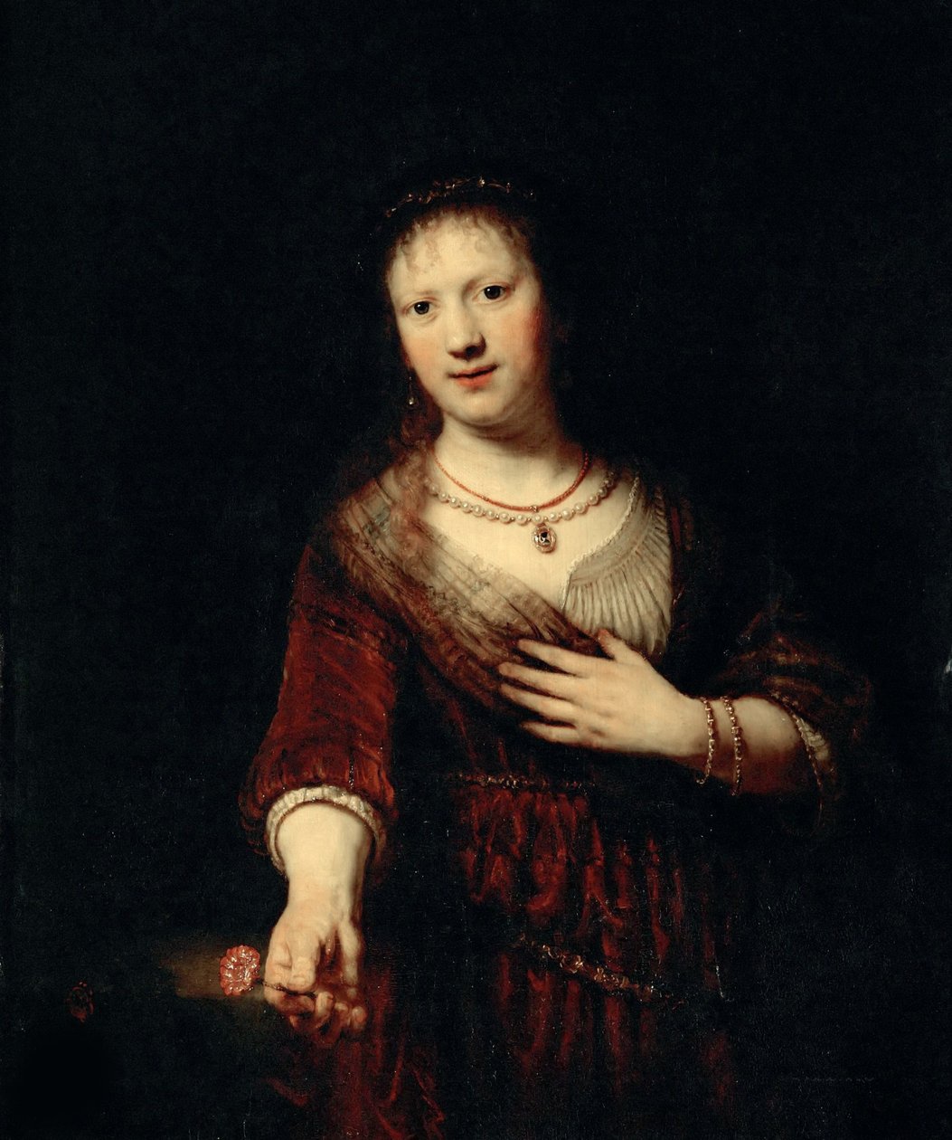 Saskia z czerwonym kwiatem, 1641. autorstwa Rembrandt van Rijn
