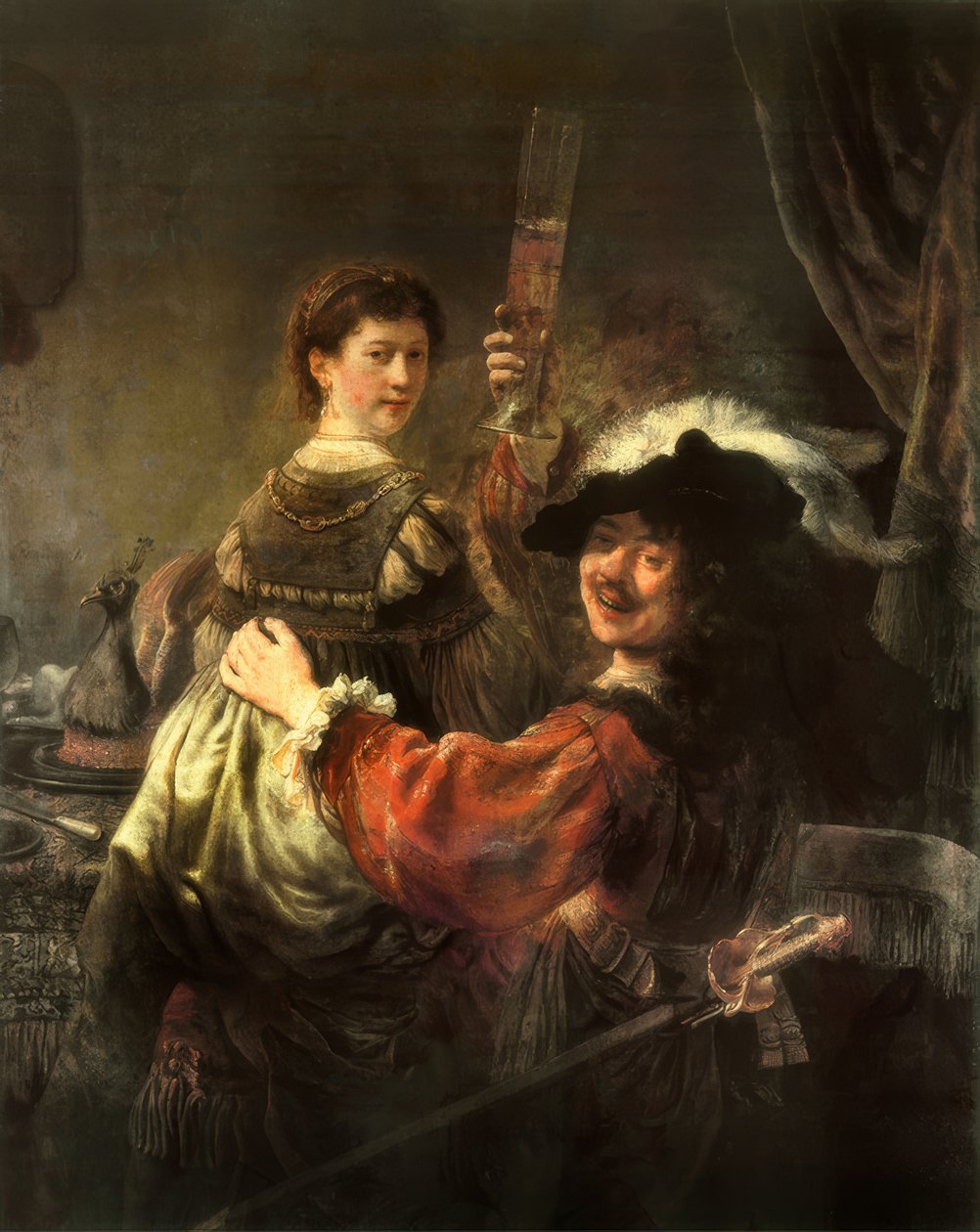 Autoportret z żoną Saskią jako syn marnotrawny autorstwa Rembrandt van Rijn