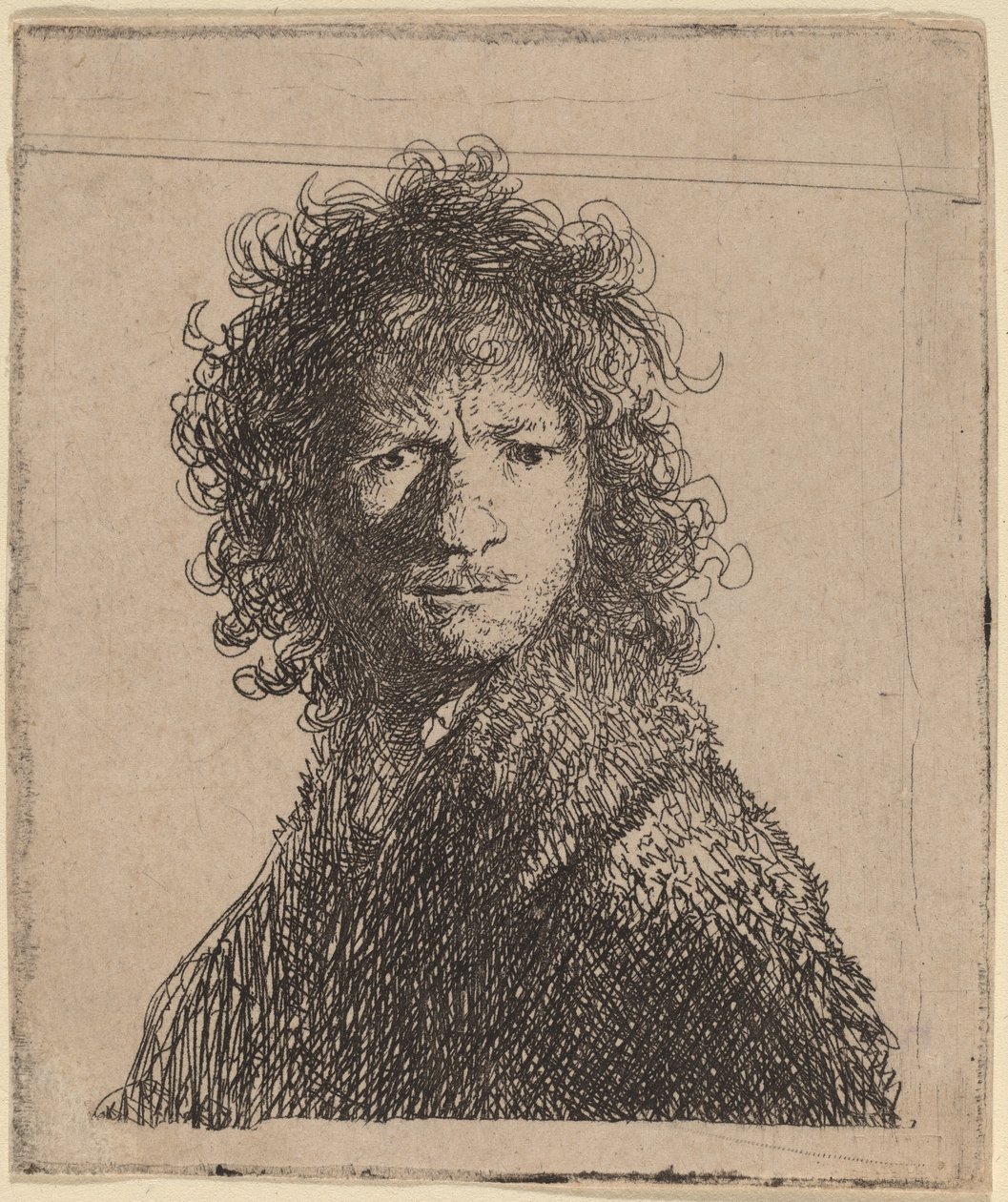 Autoportret, zmarszczenie brwi autorstwa Rembrandt van Rijn