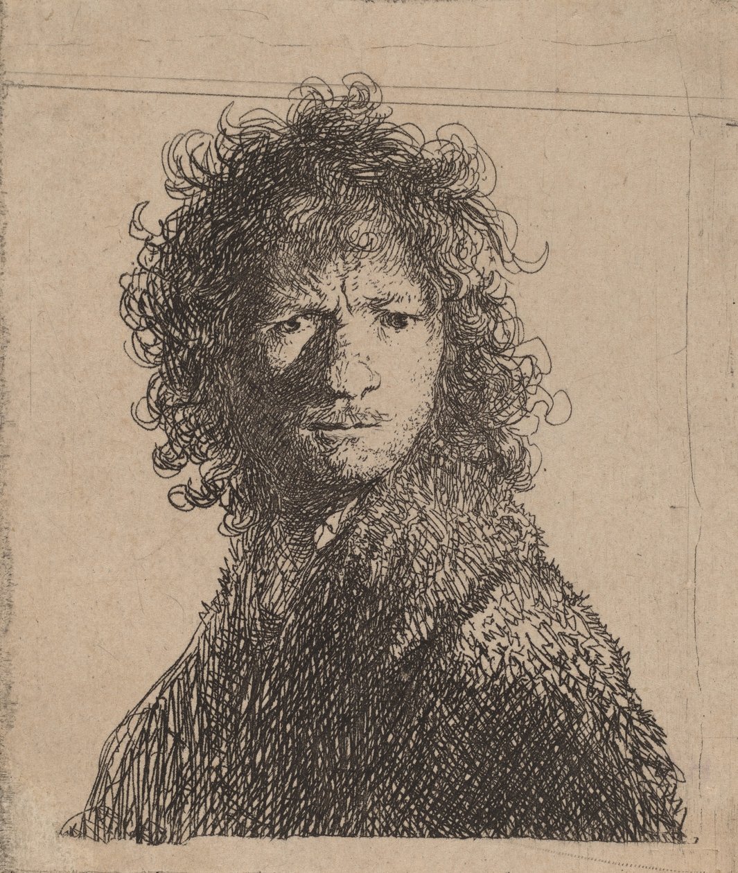 Autoportret, zmarszczenie brwi, 1630. autorstwa Rembrandt van Rijn
