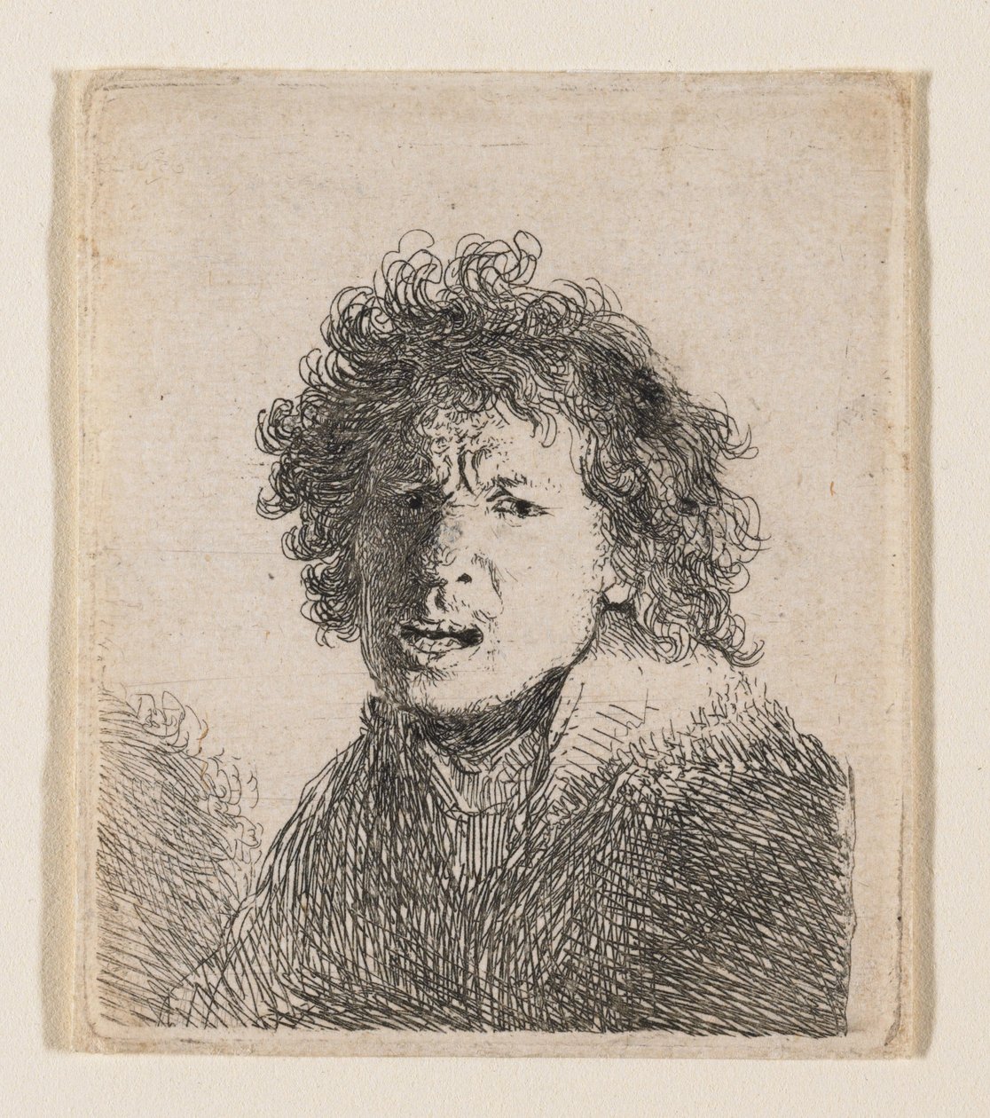 Autoportret, jakby krzyczący autorstwa Rembrandt van Rijn