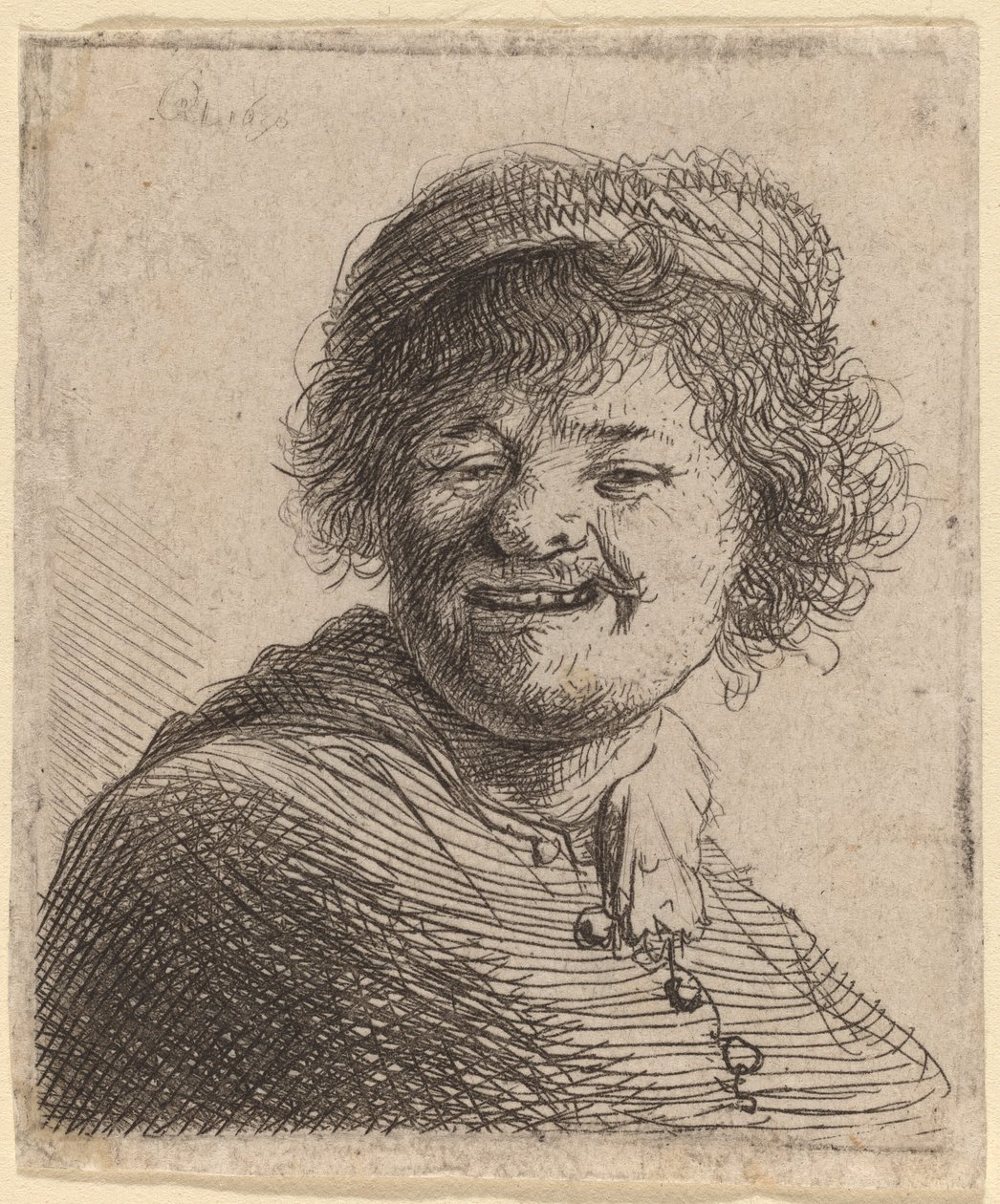 Autoportret w czapce: śmiech autorstwa Rembrandt van Rijn