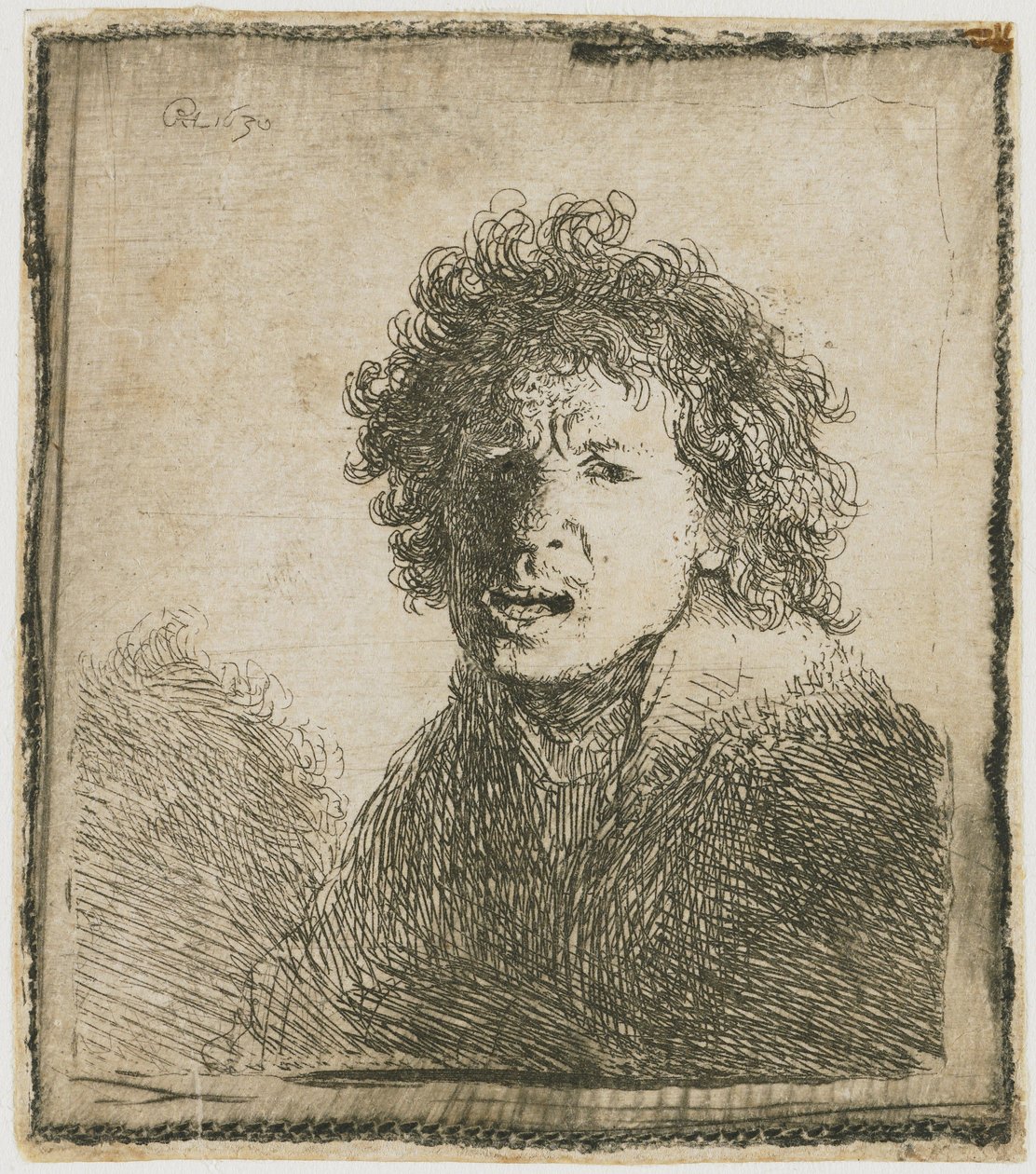 Autoportret z otwartymi ustami, 1630. autorstwa Rembrandt van Rijn