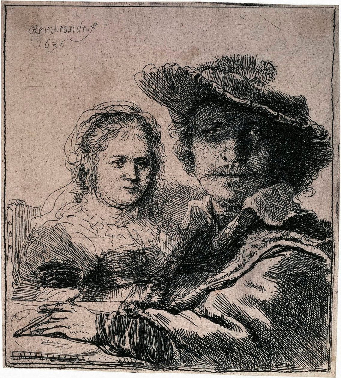 Autoportret z Saskią, 1636. autorstwa Rembrandt van Rijn