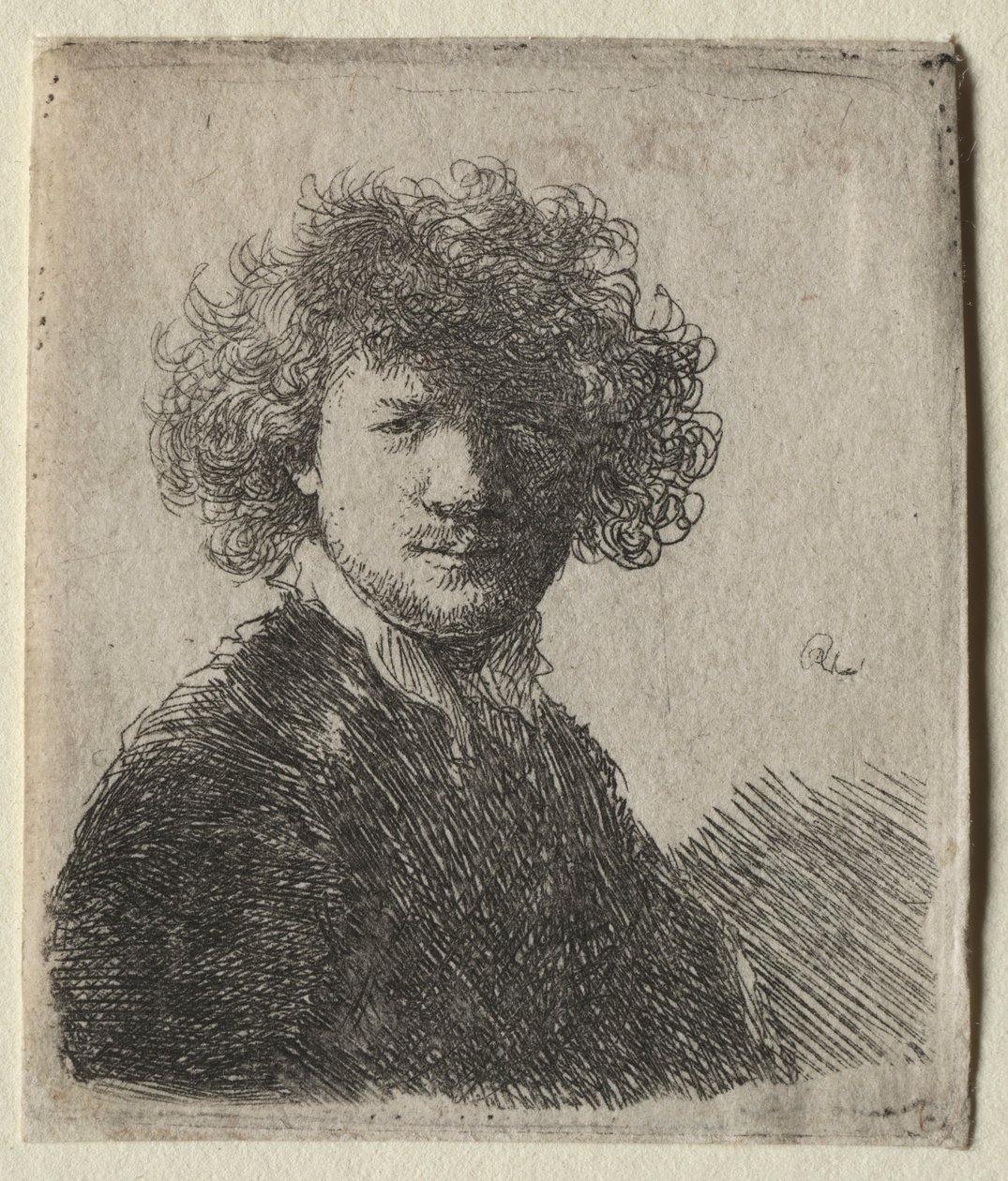 Autoportret z kręconymi włosami i białym kołnierzykiem: Biust, ok. 1900 r. 1630. autorstwa Rembrandt van Rijn