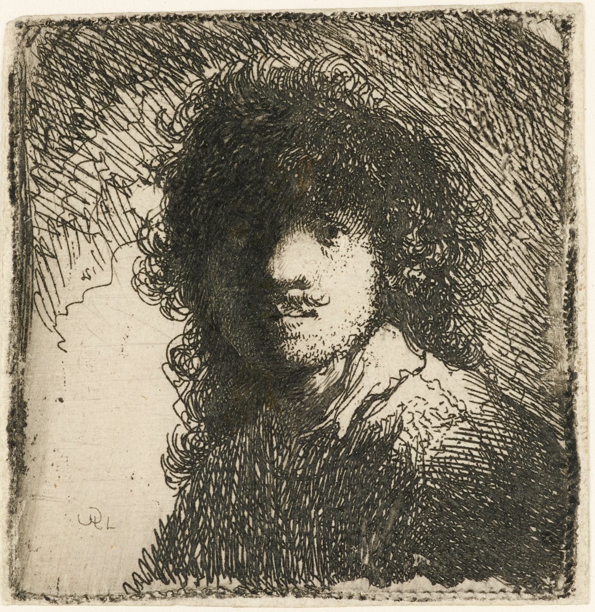 Autoportret z odkrytą głową: popiersie, ok. 1629 r. autorstwa Rembrandt van Rijn