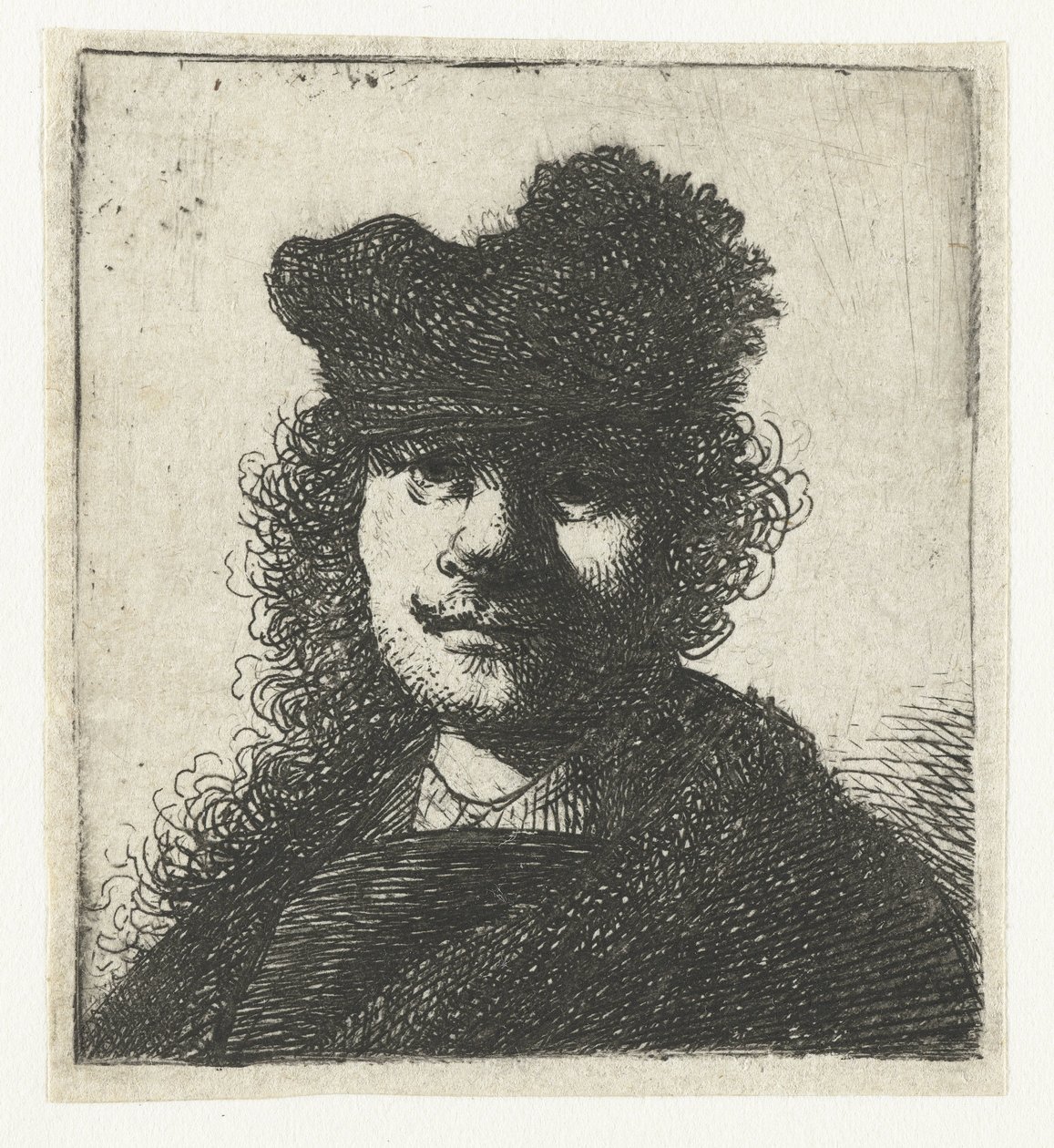 Autoportret w czapce i ciemnym płaszczu: biust autorstwa Rembrandt van Rijn