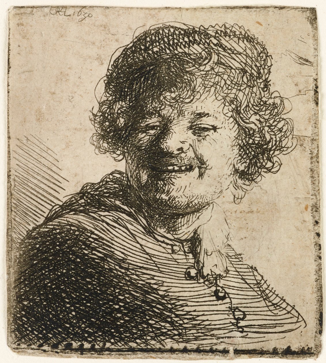 Autoportret w czapce: śmiech, 1630. autorstwa Rembrandt van Rijn
