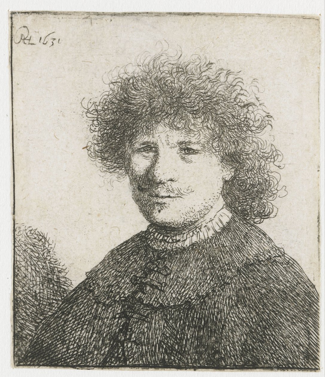 Autoportret w płaszczu z opadającym kołnierzem: biust autorstwa Rembrandt van Rijn