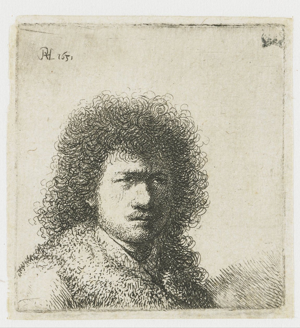 Autoportret z krzaczastymi włosami: biust autorstwa Rembrandt van Rijn