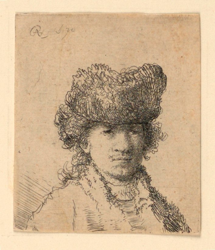 Autoportret w futrzanej czapce: Biust autorstwa Rembrandt van Rijn