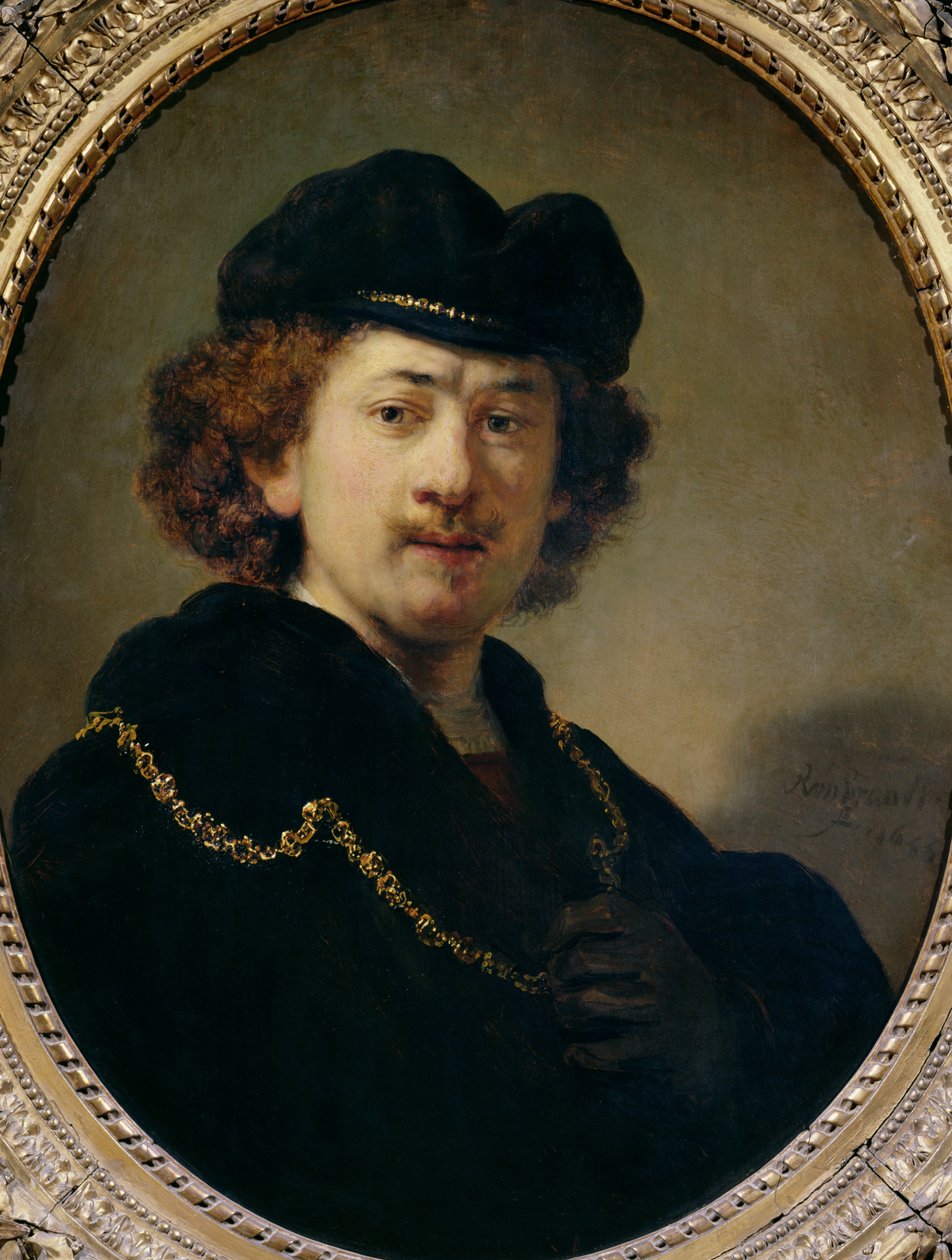 Autoportret z kapeluszem i złotym łańcuchem, 1633 autorstwa Rembrandt van Rijn