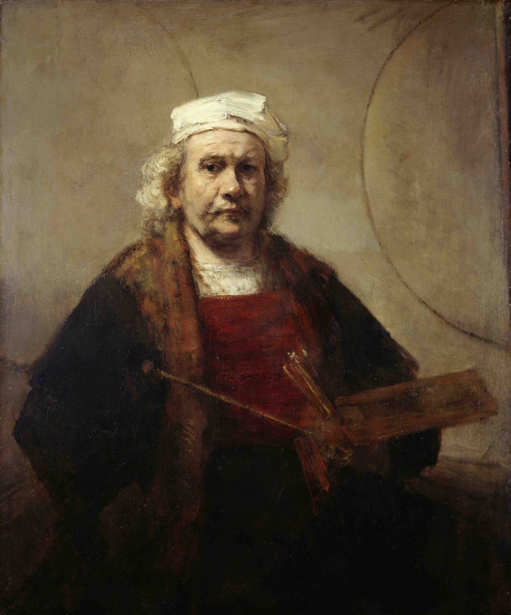 Autoportret z dwoma okręgami, ok. 1665-1669 autorstwa Rembrandt van Rijn