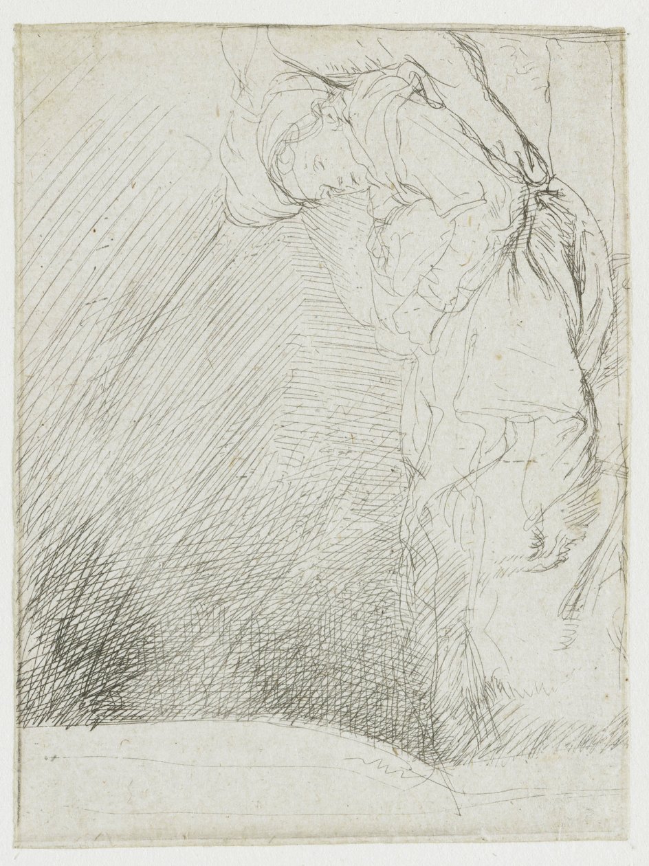 Arkusz z rysunkami przedstawiającymi kobietę leżącą chorą w łóżku autorstwa Rembrandt van Rijn