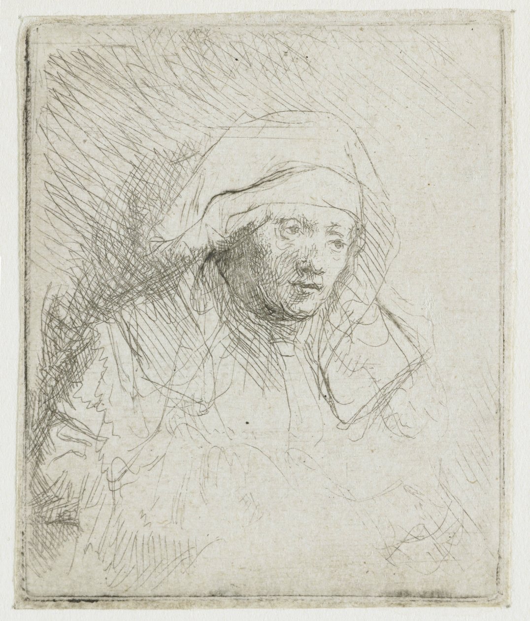 Chora kobieta w dużym białym nakryciu głowy (Saskia) autorstwa Rembrandt van Rijn
