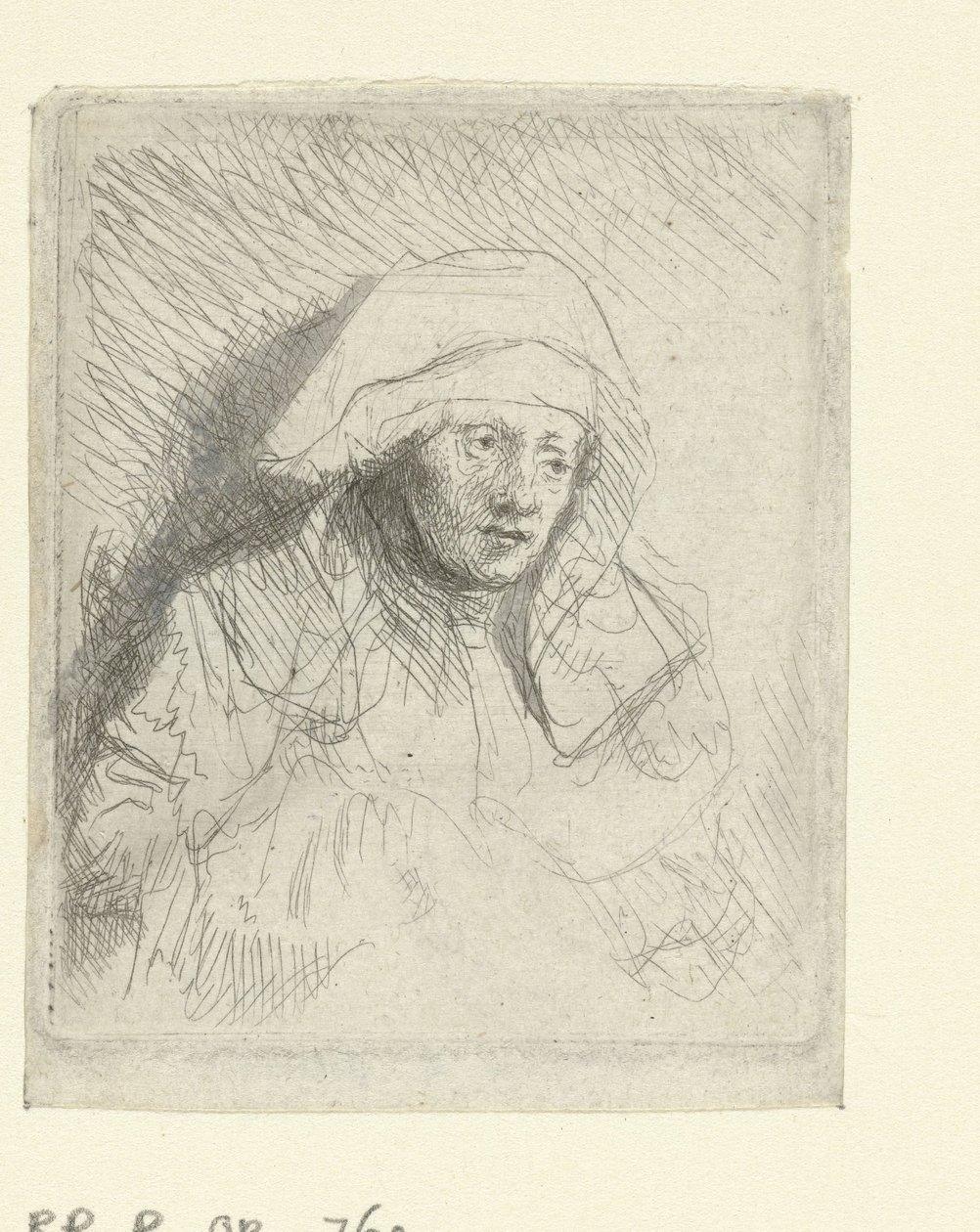 Chora kobieta w dużym białym nakryciu głowy (Saskia) autorstwa Rembrandt van Rijn