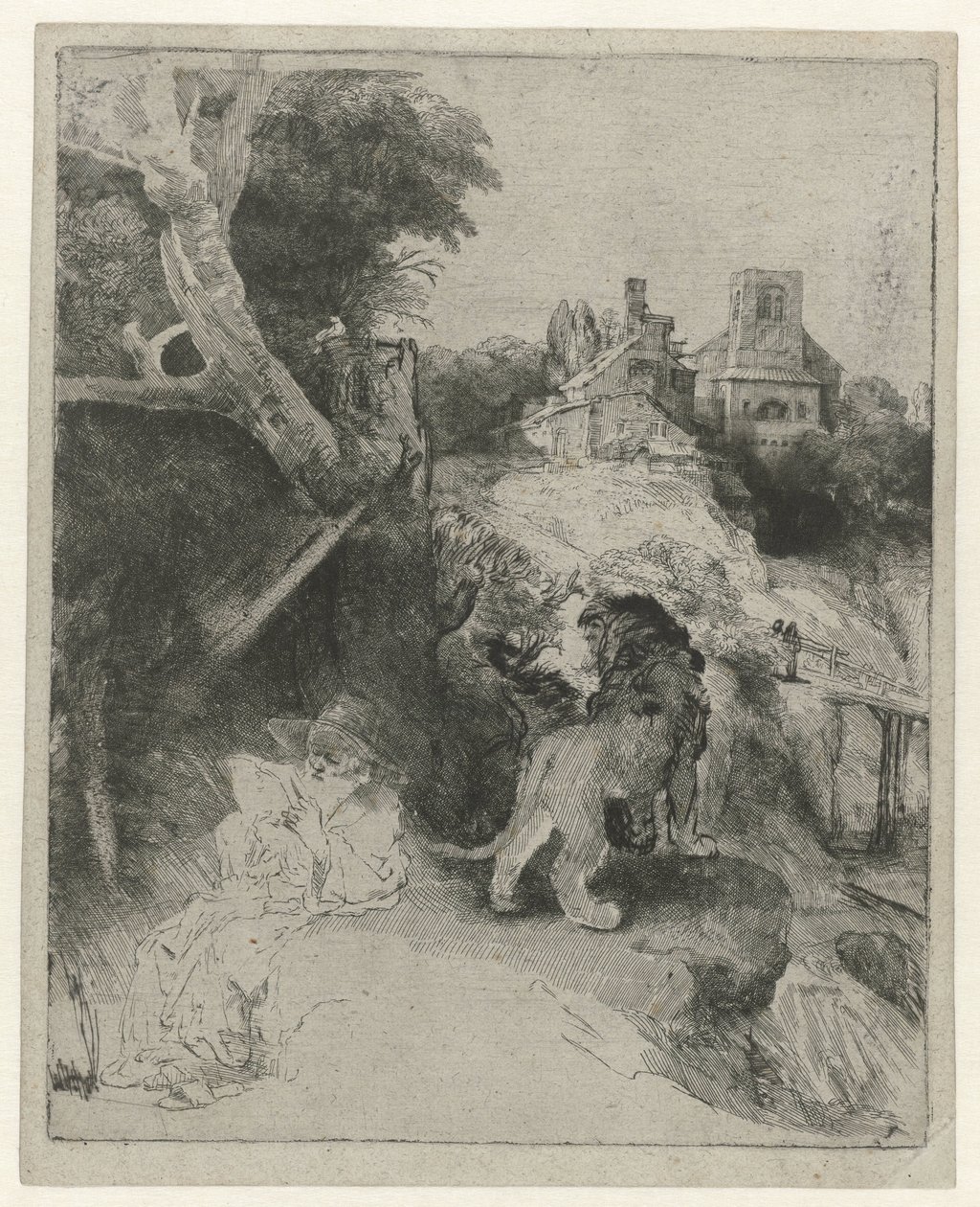 Czytanie św. Hieronima we włoskim krajobrazie Czytanie św. Hieronima we włoskim krajobrazie autorstwa Rembrandt van Rijn