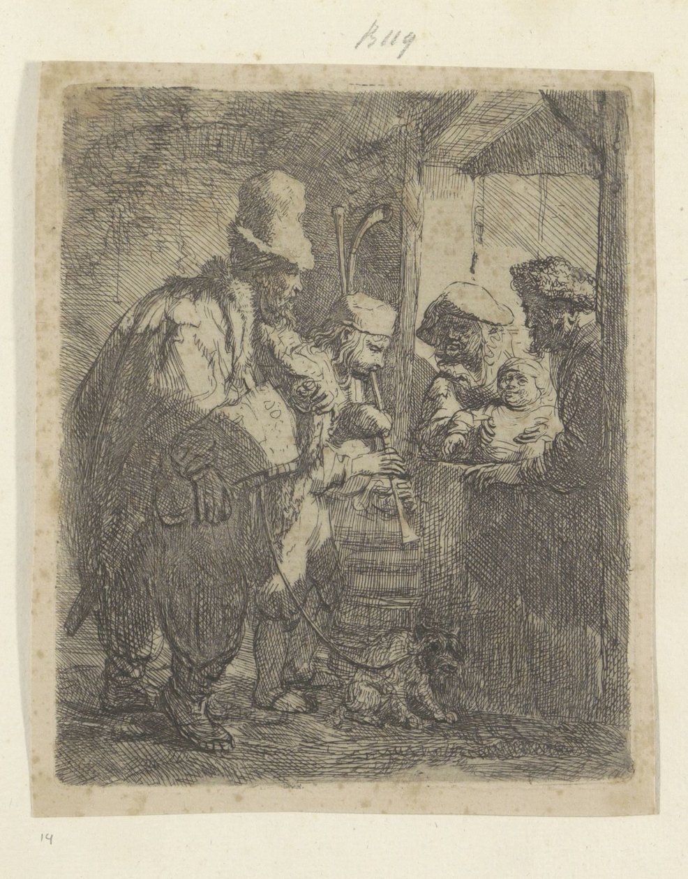Straatmuzikanten Kolekcja osiemdziesięciu pięciu oryginalnych grafik (tytuł serii) autorstwa Rembrandt van Rijn