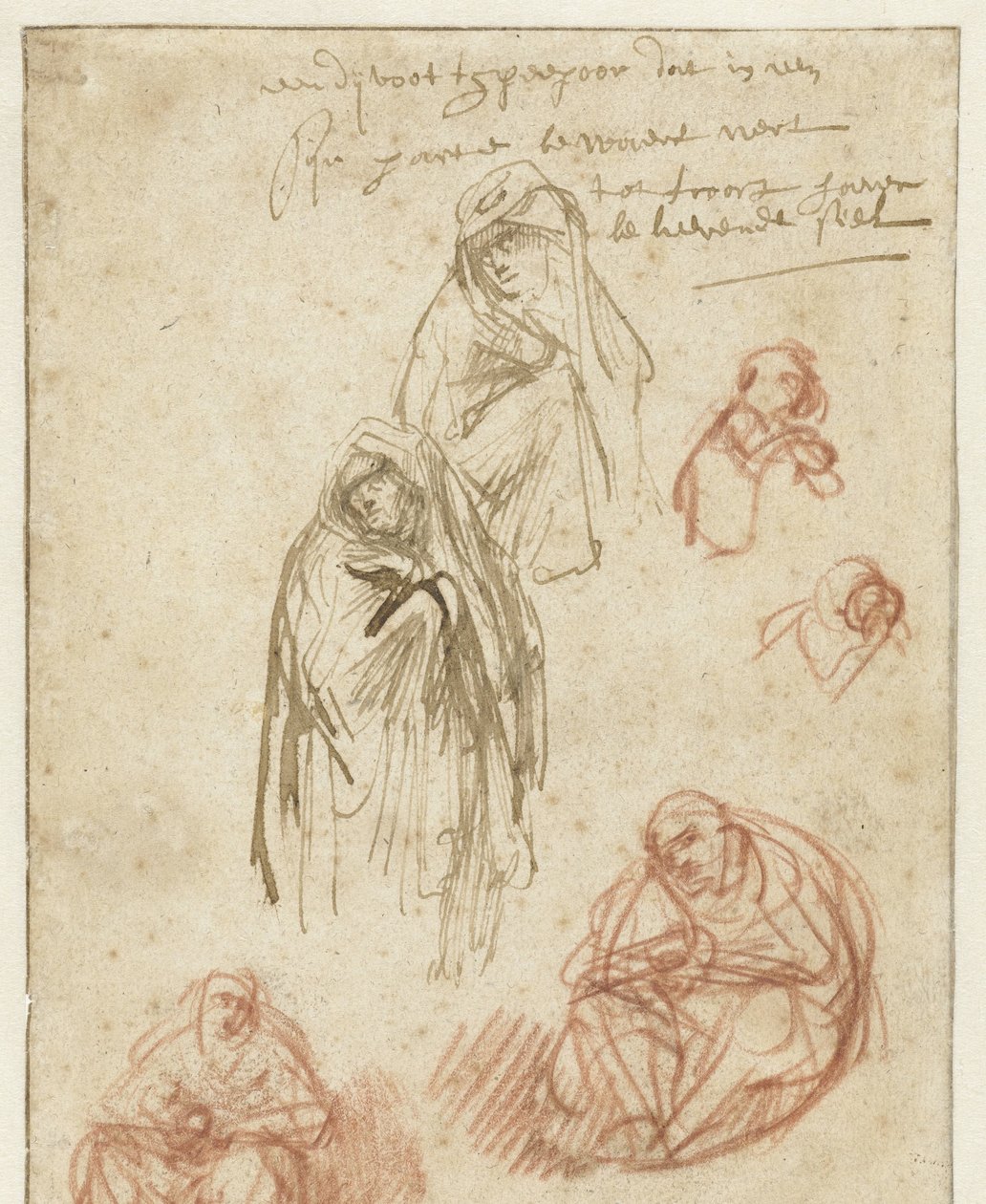 Studia nad żałobną Magdaleną i Dziewicą autorstwa Rembrandt van Rijn