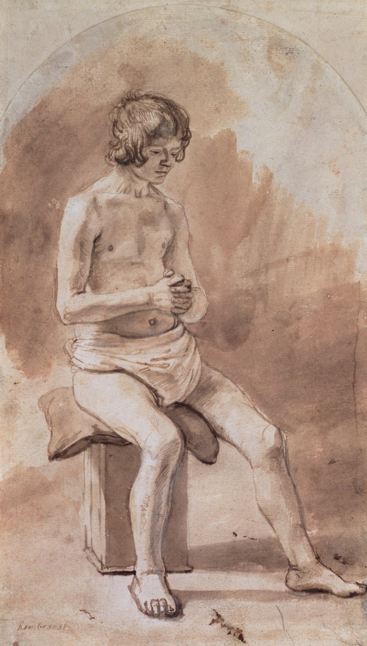Studium nagiego młodzieńca autorstwa Rembrandt van Rijn