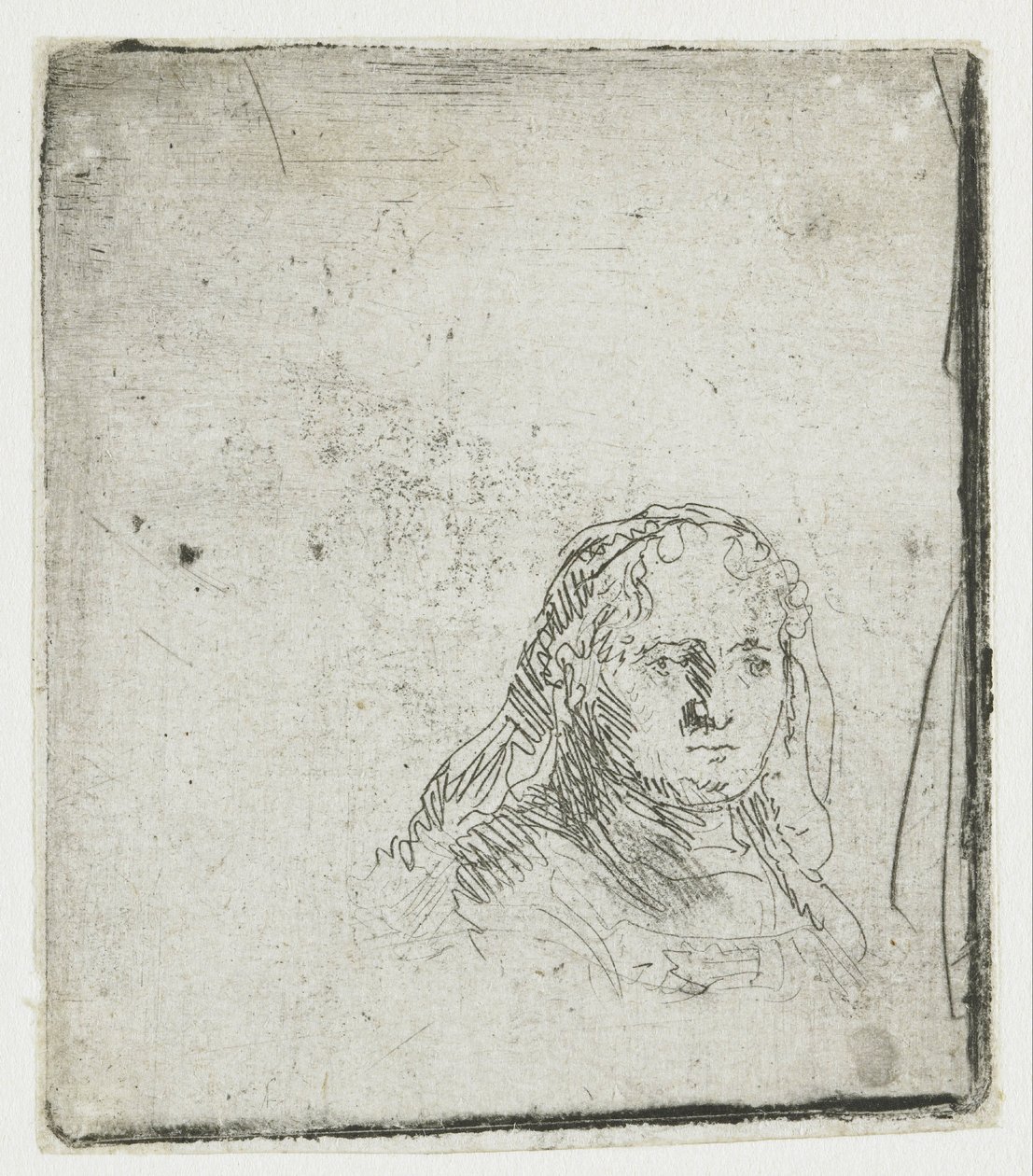 Studium głowy kobiety autorstwa Rembrandt van Rijn