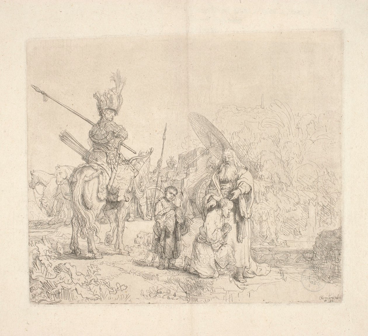 Święty Filip diakon chrzci dworzanina królowej etiopskiej Kandaki (tzw. Chrzest Eunucha) autorstwa Rembrandt van Rijn