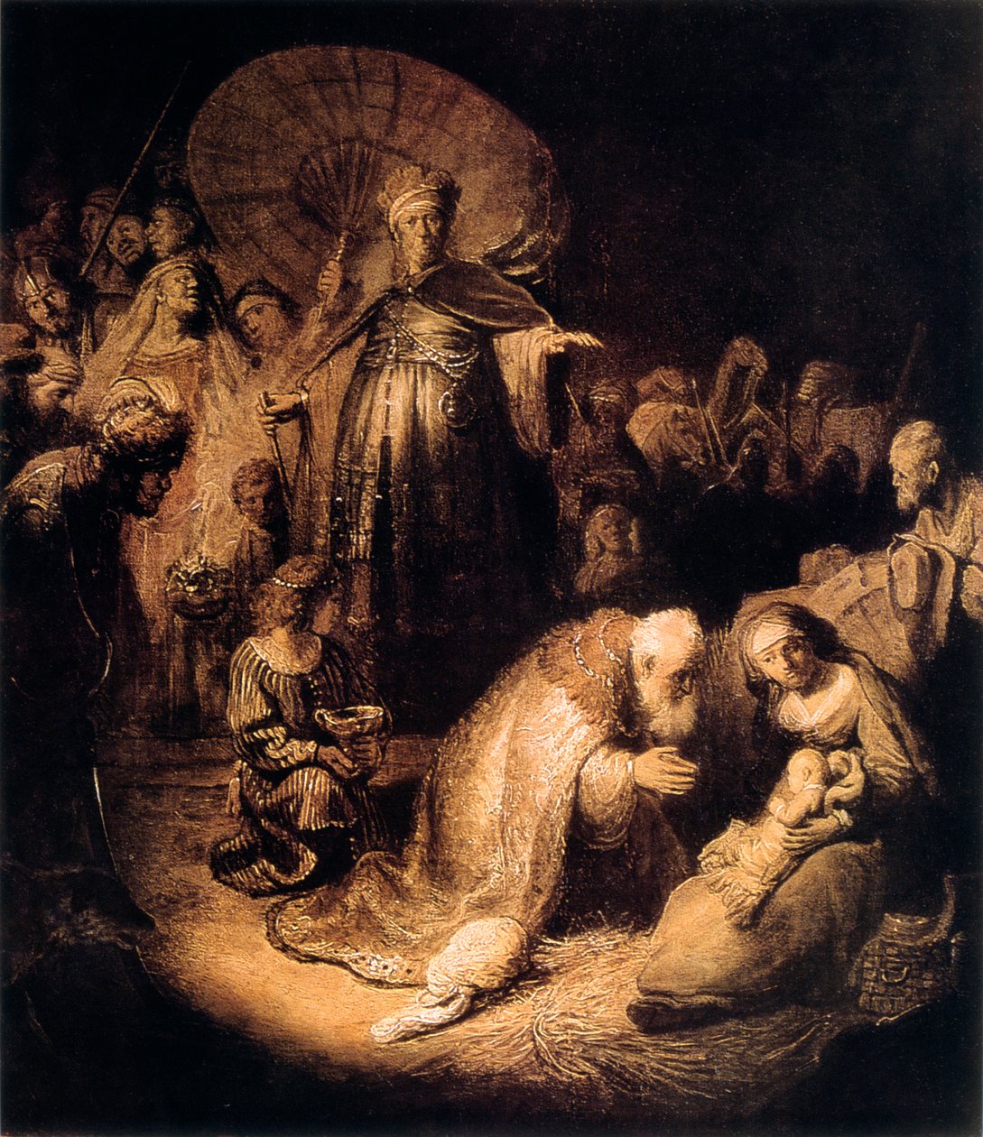 Pokłon Trzech Króli, 1632 autorstwa Rembrandt van Rijn
