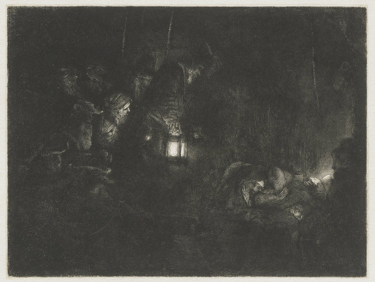 Adoracja pasterzy Adoracja pasterzy: kawałek na noc autorstwa Rembrandt van Rijn