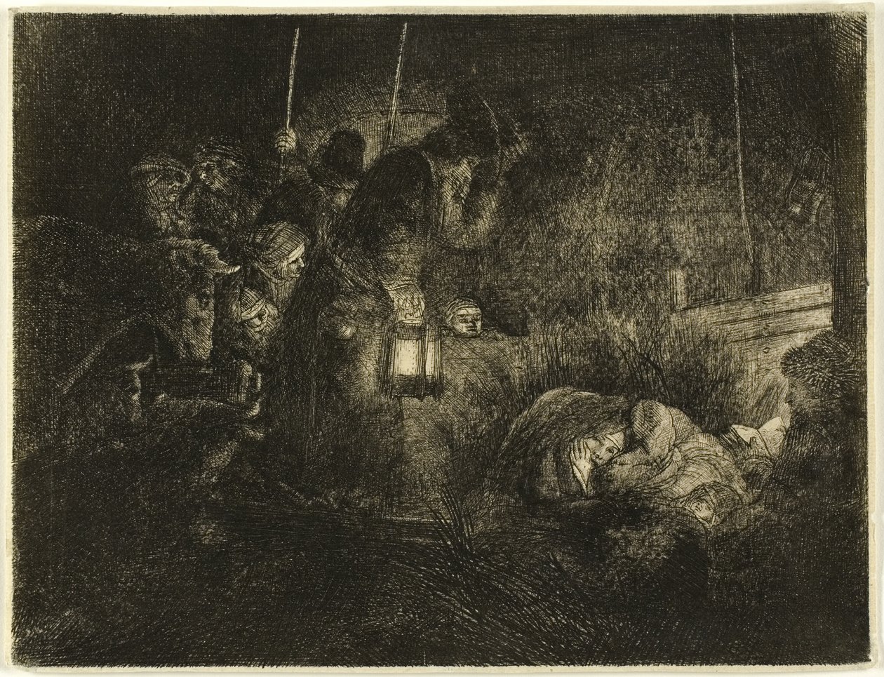 Adoracja pasterzy: kawałek na noc autorstwa Rembrandt van Rijn