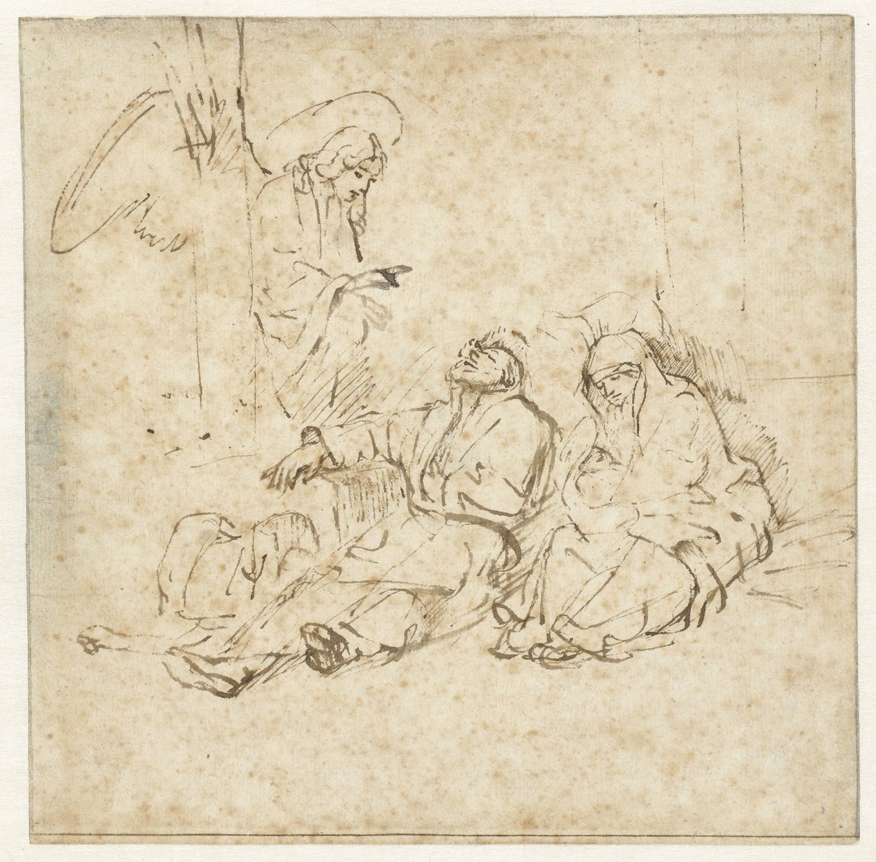 Anioł objawiający się Józefowi we śnie autorstwa Rembrandt van Rijn