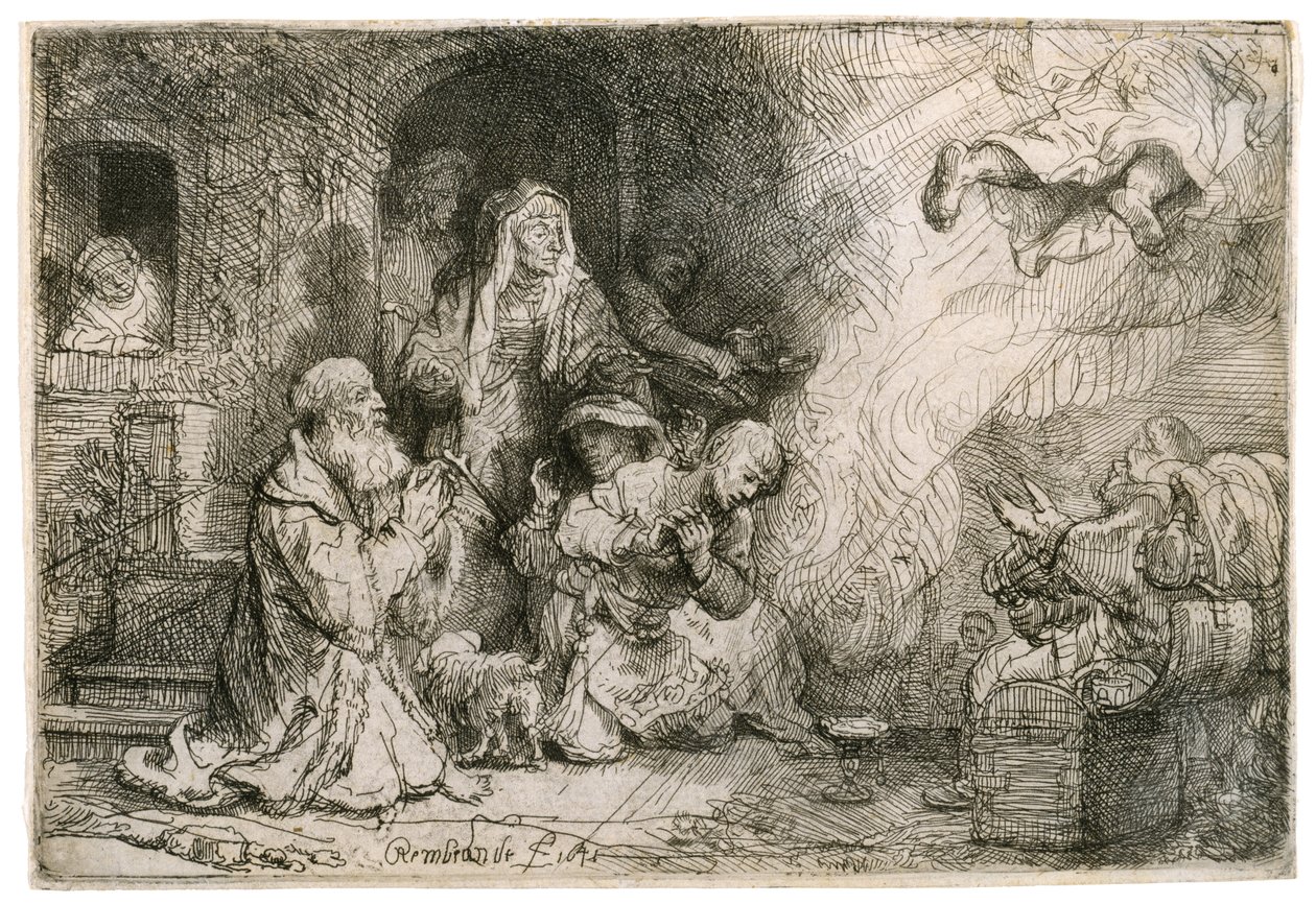 Anioł odchodzący z rodziny Tobiasza, 1641 autorstwa Rembrandt van Rijn