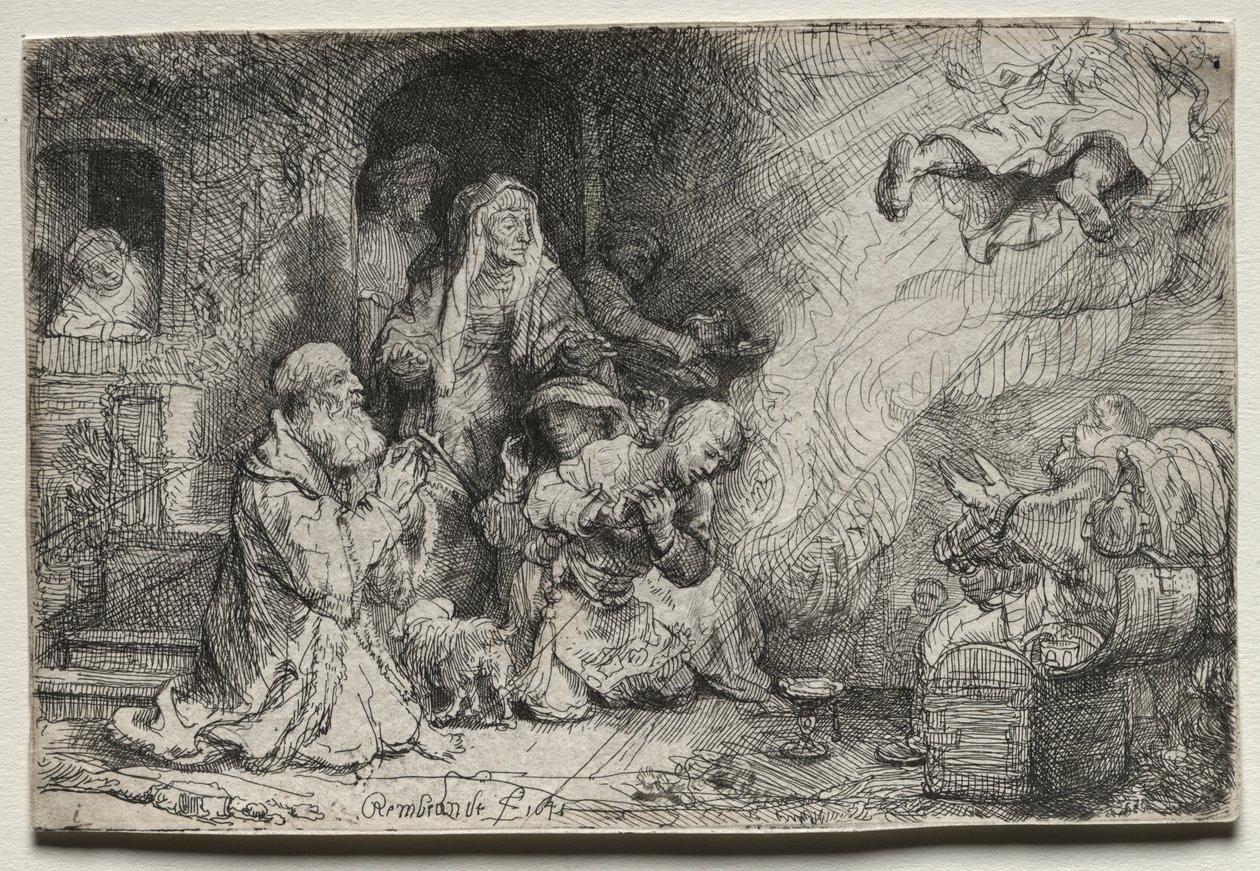 Anioł odchodzący z rodziny Tobit autorstwa Rembrandt van Rijn