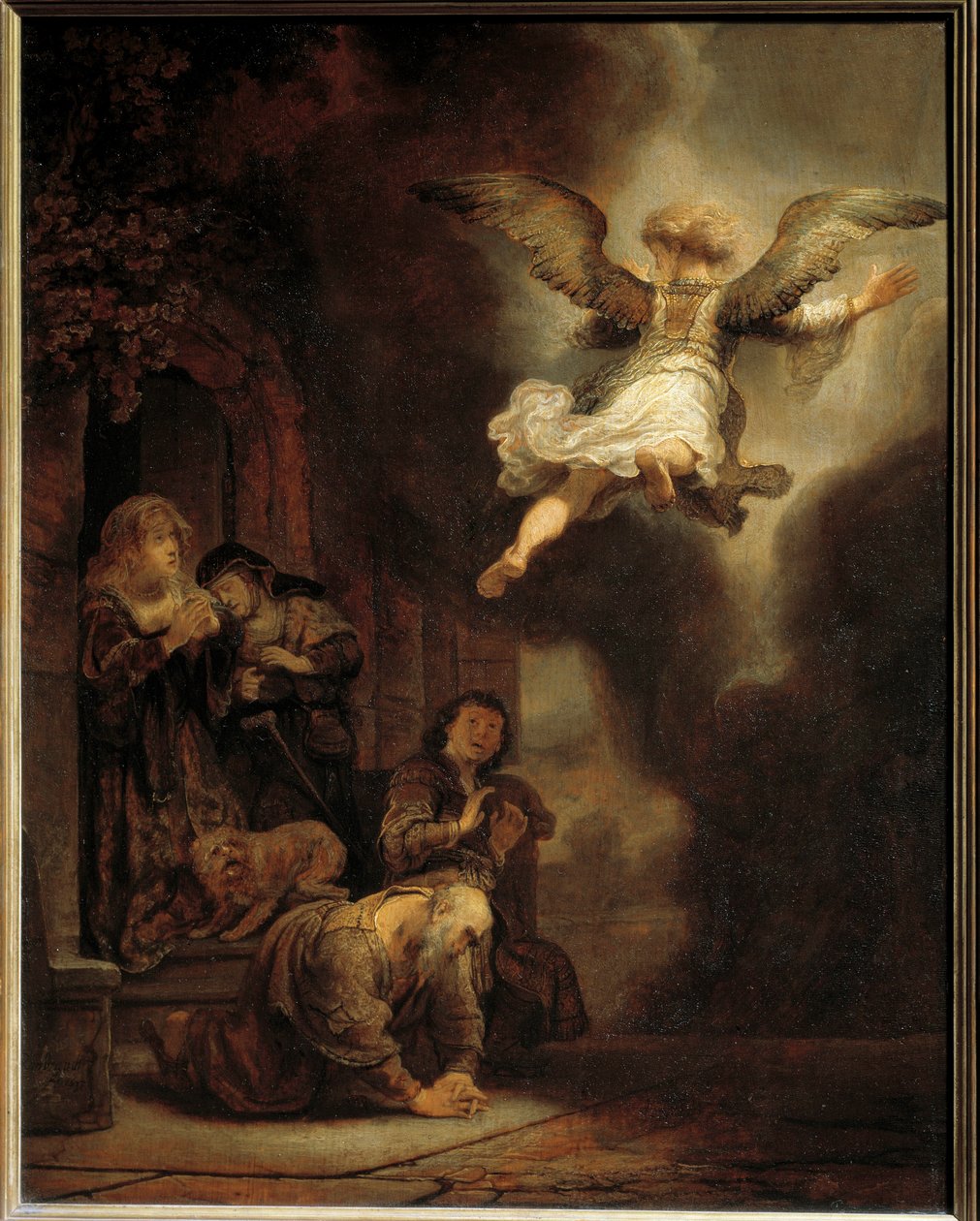 Archanioł Gabriel opuszcza rodzinę Tobiasza. 1637 autorstwa Rembrandt van Rijn