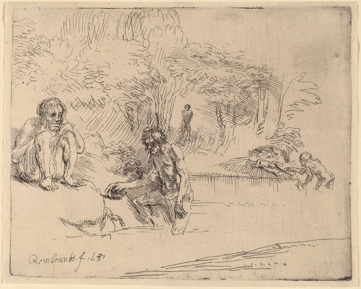 Kąpiący się autorstwa Rembrandt van Rijn