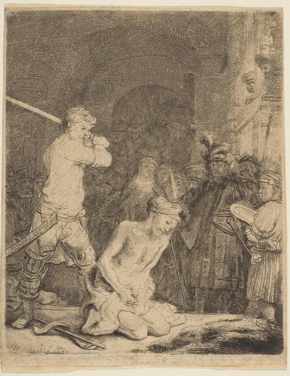 Ścięcie Jana Chrzciciela. autorstwa Rembrandt van Rijn