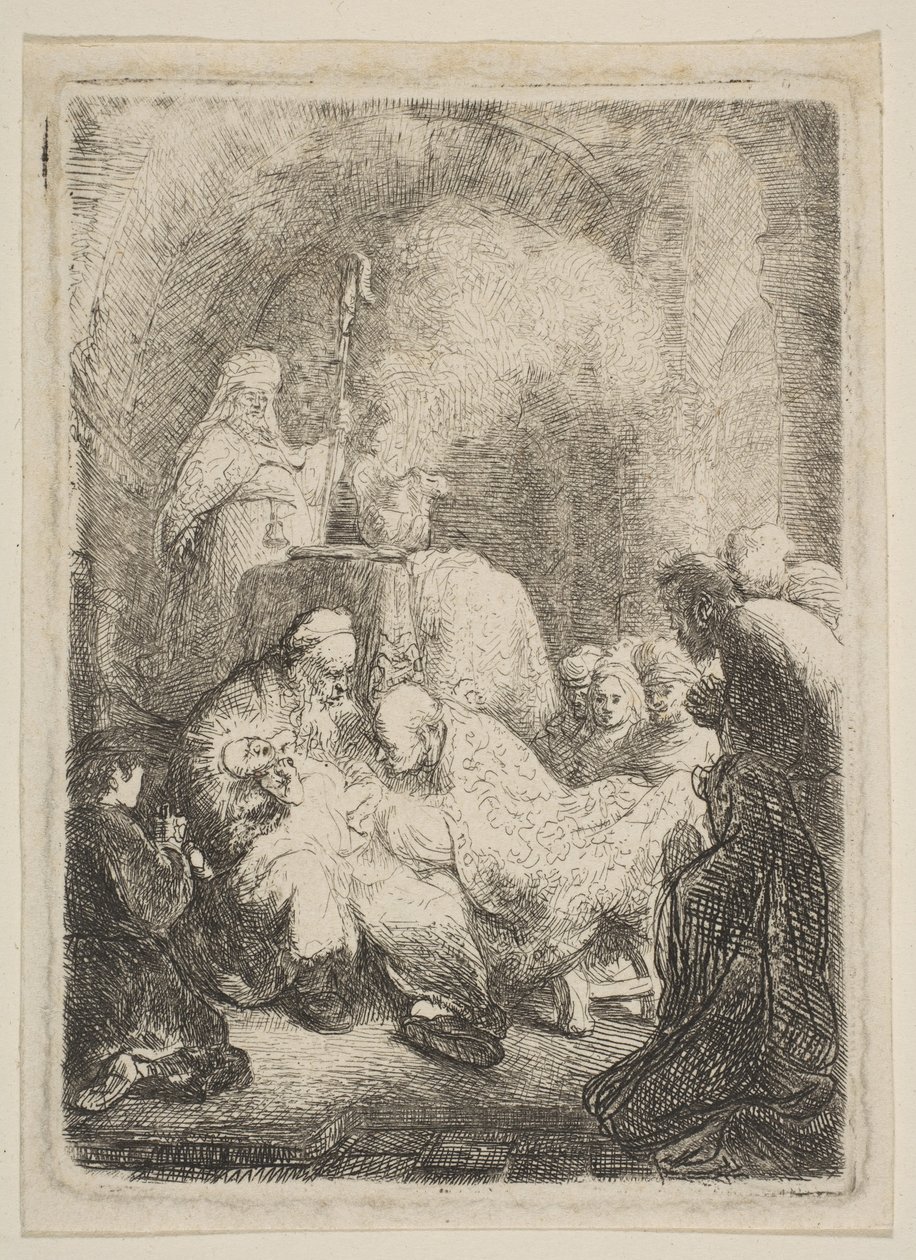 Obrzezanie: mały talerz, ca. 1630. autorstwa Rembrandt van Rijn